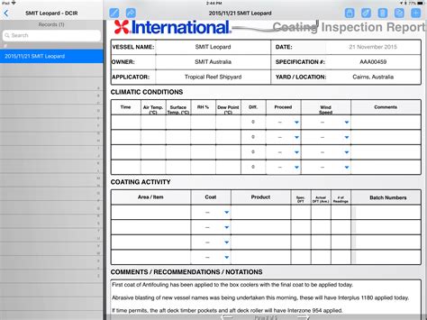 paint inspection test plan sample